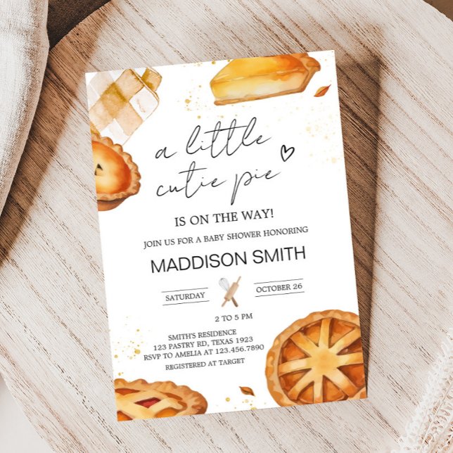 A Little Cutie Pie Baby Shower Invitation (Minimalist Little Cutie Pie Baby Shower Invitation)