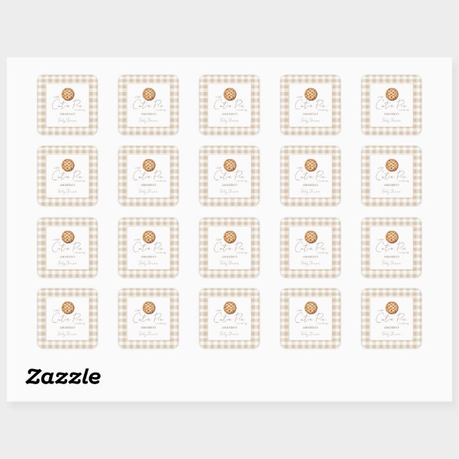 A little Cutie Pie Baby Shower Neutral  Square Sticker (Sheet)