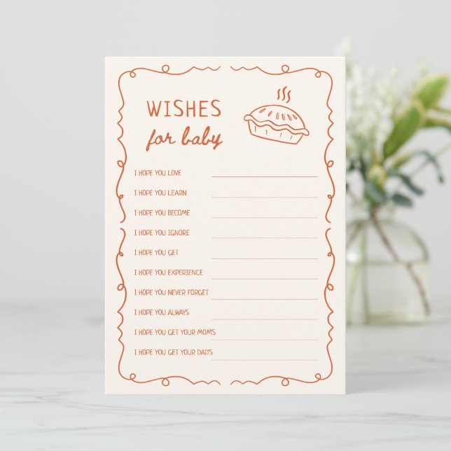 A Little Cutie Pie Baby Shower Wishes for Baby  Invitation (Standing Front)