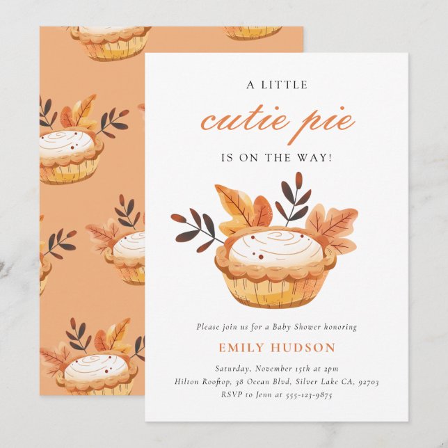 A Little Cutie Pie Fall Floral Baby Shower Invitation (Front/Back)