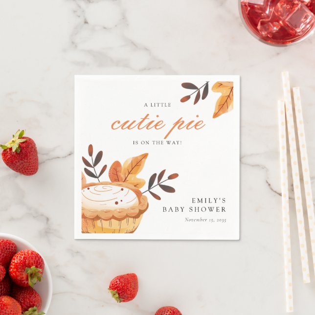 A Little Cutie Pie Fall Floral Baby Shower Napkin (Insitu)