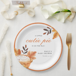 A Little Cutie Pie Fall Floral Baby Shower Paper Plate