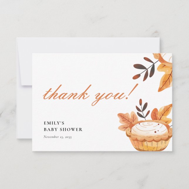 A Little Cutie Pie Fall Floral Baby Shower Thank You Card (Front)
