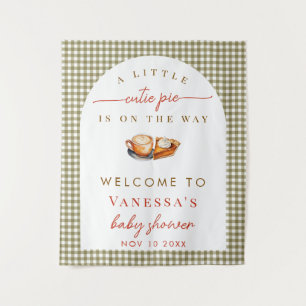A Little Cutie Pie Fall Green Baby Shower Backdrop Tapestry