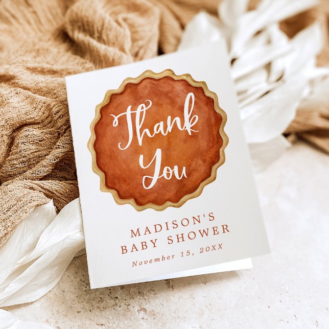 A Little Cutie Pie Fall Pumpkin Baby Shower Thank You Card (Creator Uploaded)