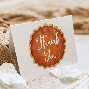 A Little Cutie Pie Fall Pumpkin Baby Shower Thank You Card
