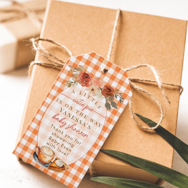 A Little Cutie Pie Floral Fall Themed Baby Shower Gift Tags (Creator Uploaded)