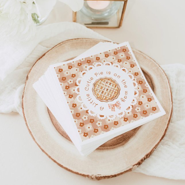 A little cutie Pie gender neutral Bow baby shower Napkin (Creator Uploaded)