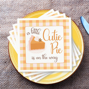 A Little Cutie Pie Gingham Fall Baby Shower Napkin