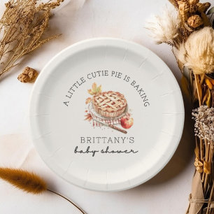 A Little Cutie Pie Is Baking Autumn Baby Shower Paper Plate