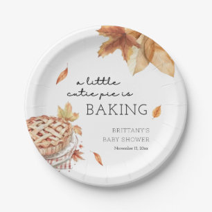 A Little Cutie Pie Is Baking Autumn Baby Shower Paper Plate