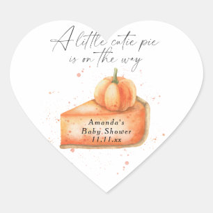"A little cutie pie is on the way" baby shower Heart Sticker