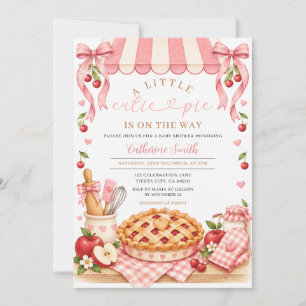 A Little Cutie Pie Is On The Way Baby Shower Pink Invitation