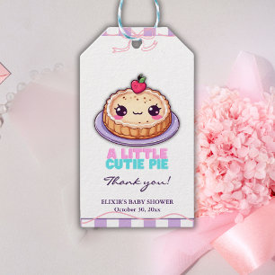 A Little Cutie Pie Kawaii Purple Plaid Baby Shower Gift Tags