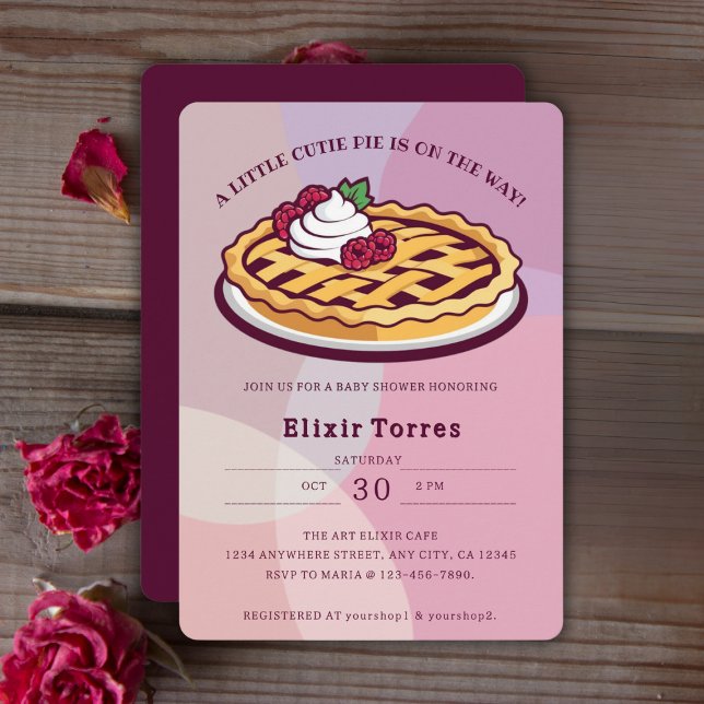 A Little Cutie Pie Minimalist Purple Baby Shower Invitation (Creator Uploaded)