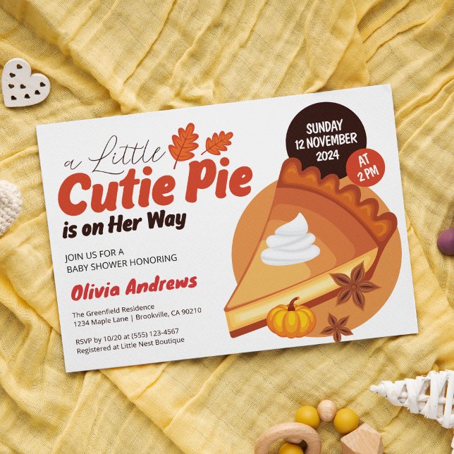 A Little Cutie Pie on Her Way Fall Baby Shower Invitation (Creator Uploaded)