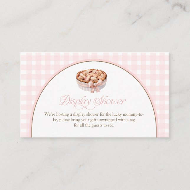 A Little Cutie Pie Pink Gingham Display Shower Enclosure Card (Front)