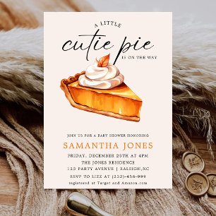 A Little Cutie Pie Pumpkin Fall Baby Shower   Invitation