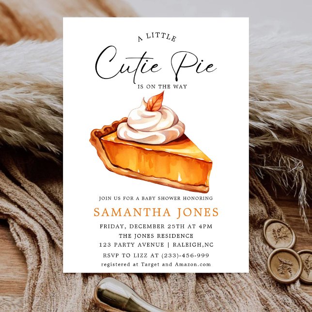 A Little Cutie Pie Pumpkin Fall Baby Shower   Invitation (Creator Uploaded)