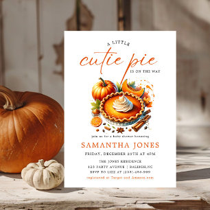 A Little Cutie Pie Pumpkin Fall Baby Shower Orange Invitation
