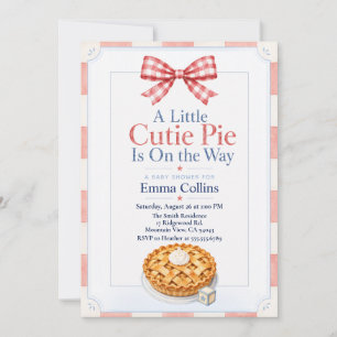 A Little Cutie Pie Red White Blue Baby Shower Invitation