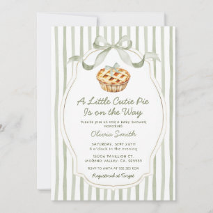 A Little Cutie Pie Sage Green Baby Shower Invitation