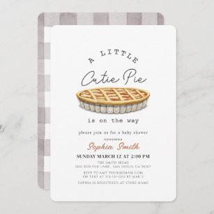 A Little Cutie Pie Thanksgiving White Baby Shower Invitation