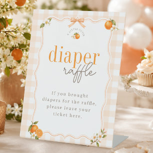 A Little Cutie Trendy Baby Shower Diaper Raffle Pedestal Sign