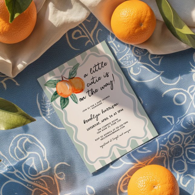 A Little Cutie Whimsical Boys Baby Shower Invitation (A Little Cutie Boys Baby Shower Invite)