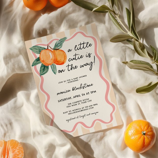 A Little Cutie Whimsical Girls Baby Shower Invitation (A Little Cutie Girls Baby Shower Invite)