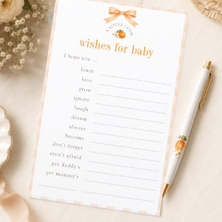 A Little Cutie Wishes For Baby Activity Card