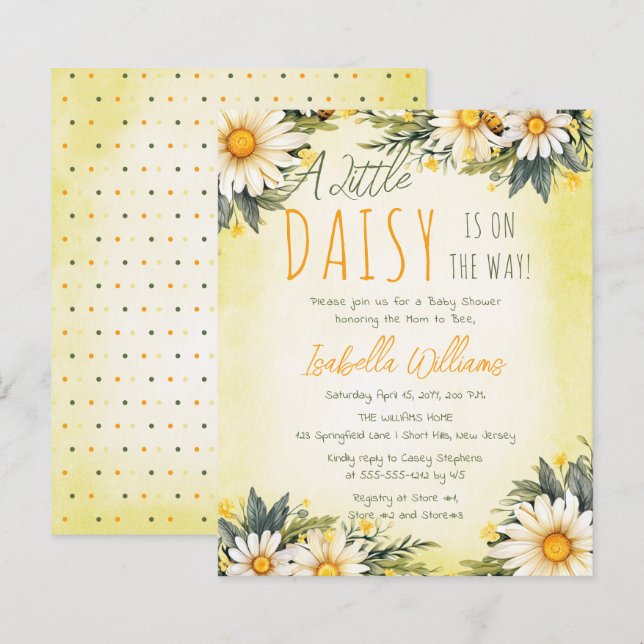 A Little Daisy Is On The Way Floral Baby Shower (Front/Back)