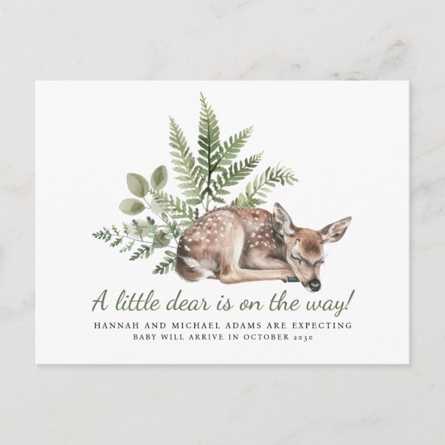 A Little Dear Is On The Way Pregnancy Announcement (Front)