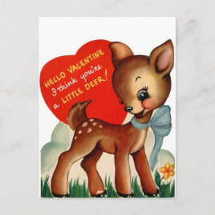 A Little Deer Vintage Valentine Postcard