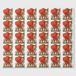 A Little Deer   Vintage Valentine   Wrapping Paper