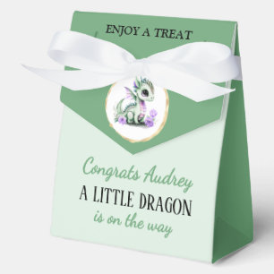 A Little Dragon Is On The Way 4"w x 2"l x 5"h Favour Box