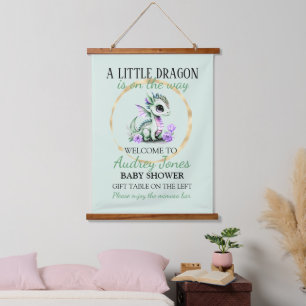 A Little Dragon Is On The Way Baby Shower Hanging Tapestry