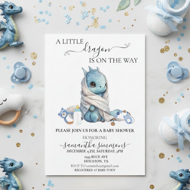 A Little Dragon is on the Way Baby Shower  Invitation (Creator Uploaded)