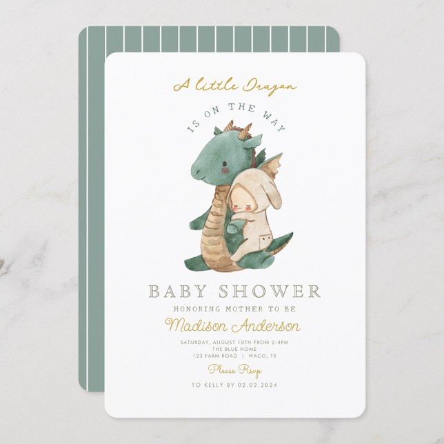 A little dragon is on the way Baby Shower Invitation (Creator Uploaded)