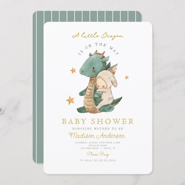 A little dragon is on the way Baby Shower Invitation (Creator Uploaded)