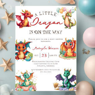 A little dragon is on the way Baby Shower Invitation