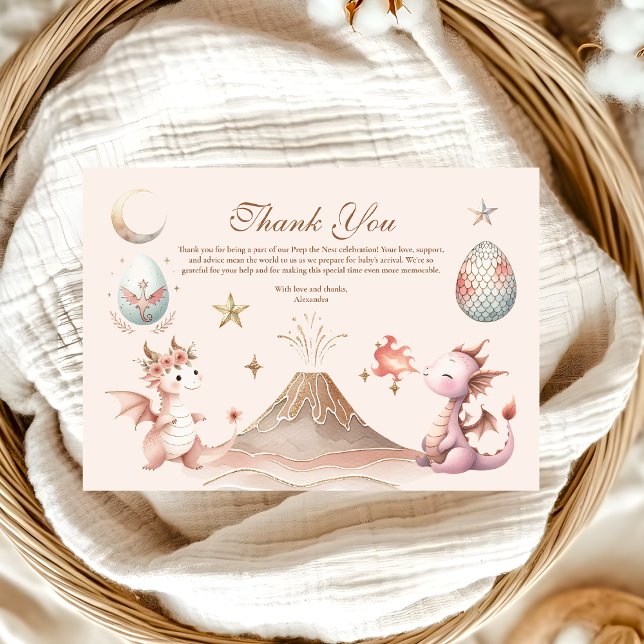A Little Dragon is on the Way Baby Shower Thank You Card (Creator Uploaded)