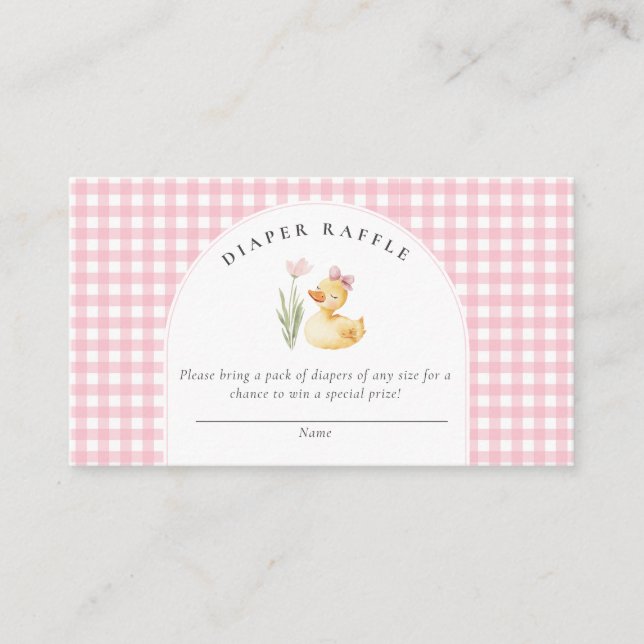 A Little Duckling is on the Way Bow Baby Shower  Enclosure Card (Front)