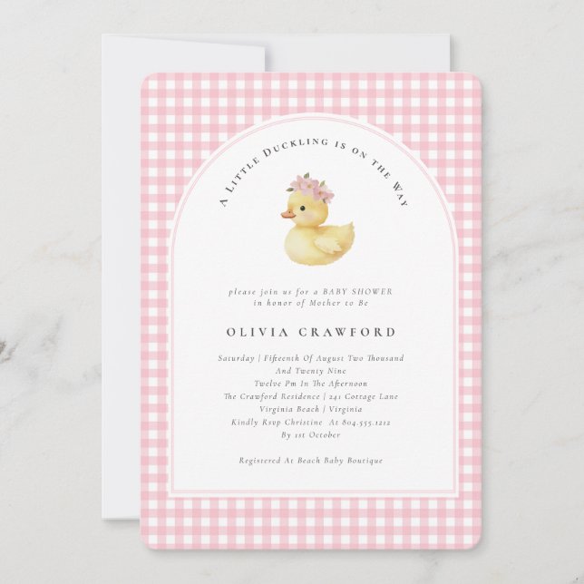 A Little Duckling Is on the Way Duck Baby Shower  Invitation (Front)