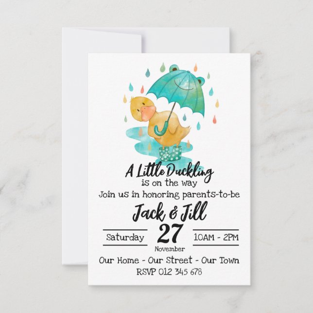 A Little Duckling is on the Way Invitation (Front)