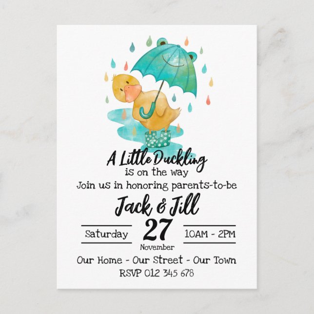 A Little Duckling is on the Way Invitation Postcard (Front)