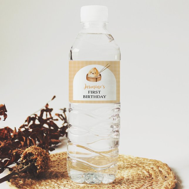 A Little Dumpling 1st Birthday Water Bottle Label (Creator Uploaded)