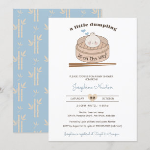 A Little Dumpling Baby Bao Boy Shower  Invitation