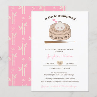 A Little Dumpling Baby Bao Girl Baby Shower  Invitation