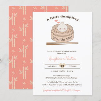 A Little Dumpling Baby Bao Girl Shower  Invitation